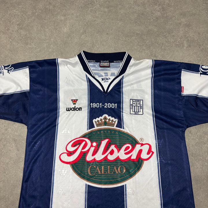 2001 Vintage Club Alianza Lima Peru Black & White Football Shirt (L)