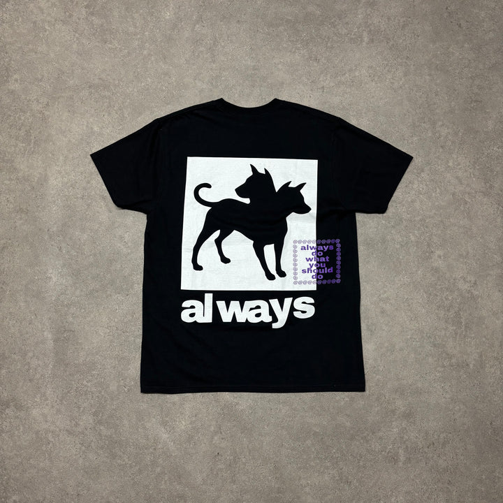 Always Do What You Should Do Dog Print Black Graphic T-Shirt (S)