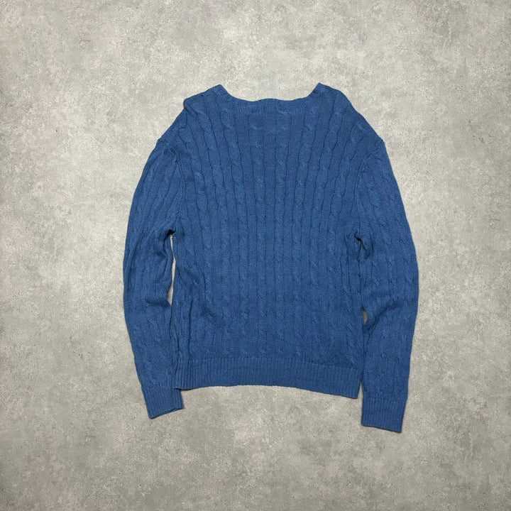 Vintage Polo Ralph Lauren Blue Cable Knitted Sweater (L)