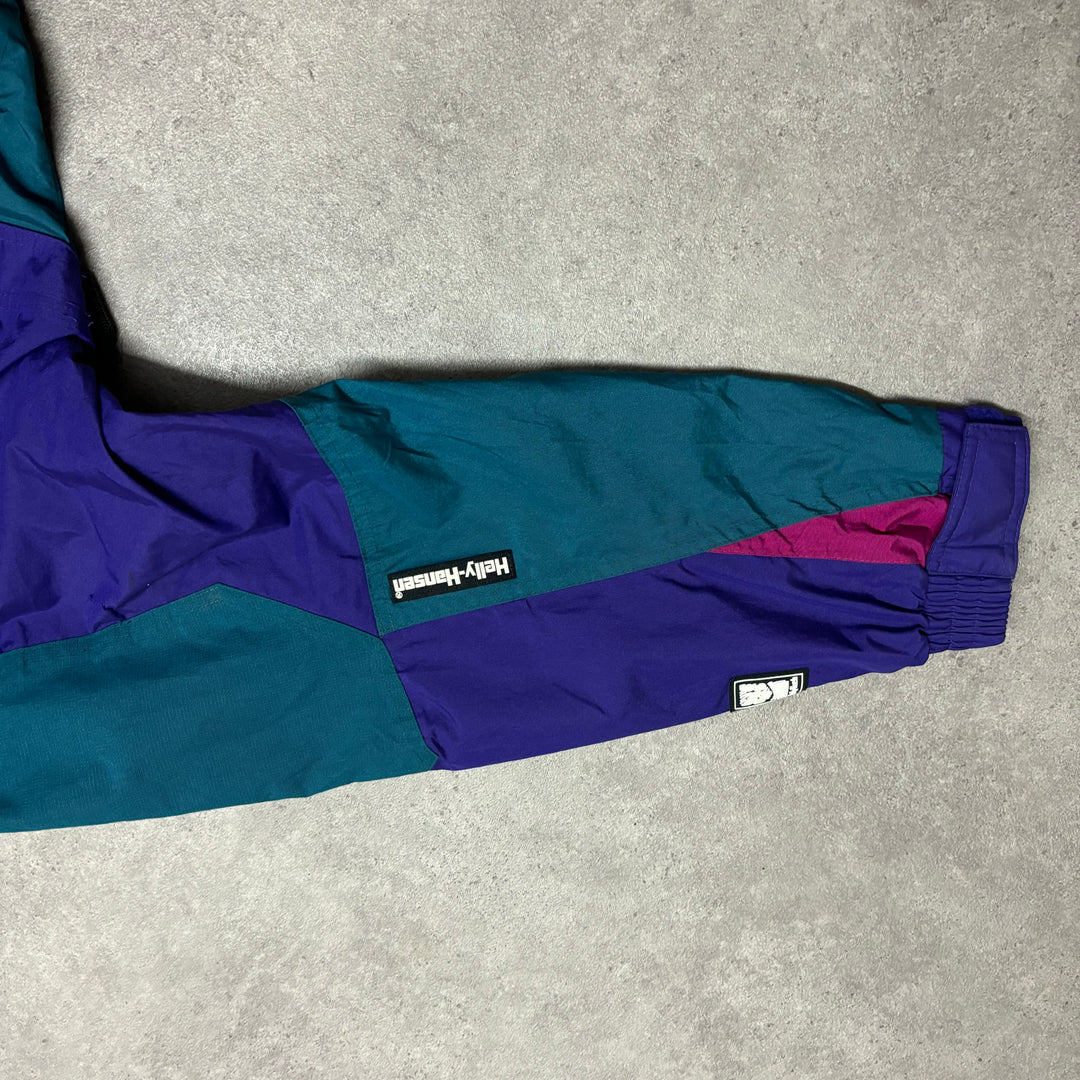 90's Vintage Helly Hansen Multicoloured Long Skiing Jacket (L)