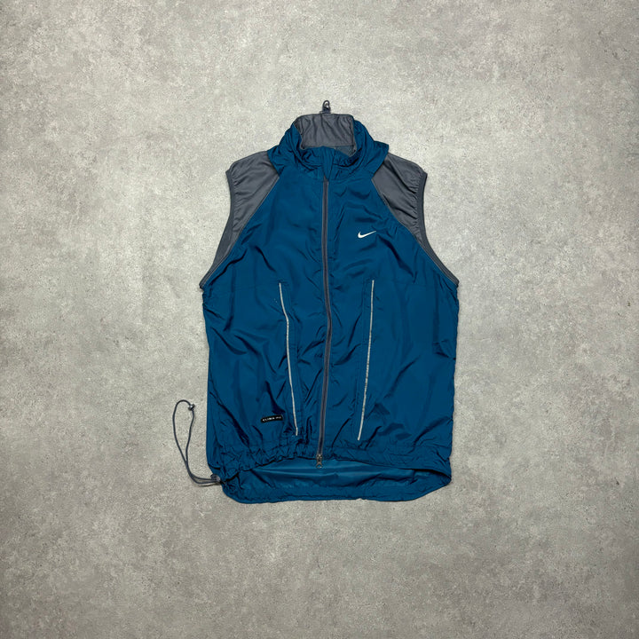 00's Vintage Nike Blue Technical Windbreaker Gilet (M)