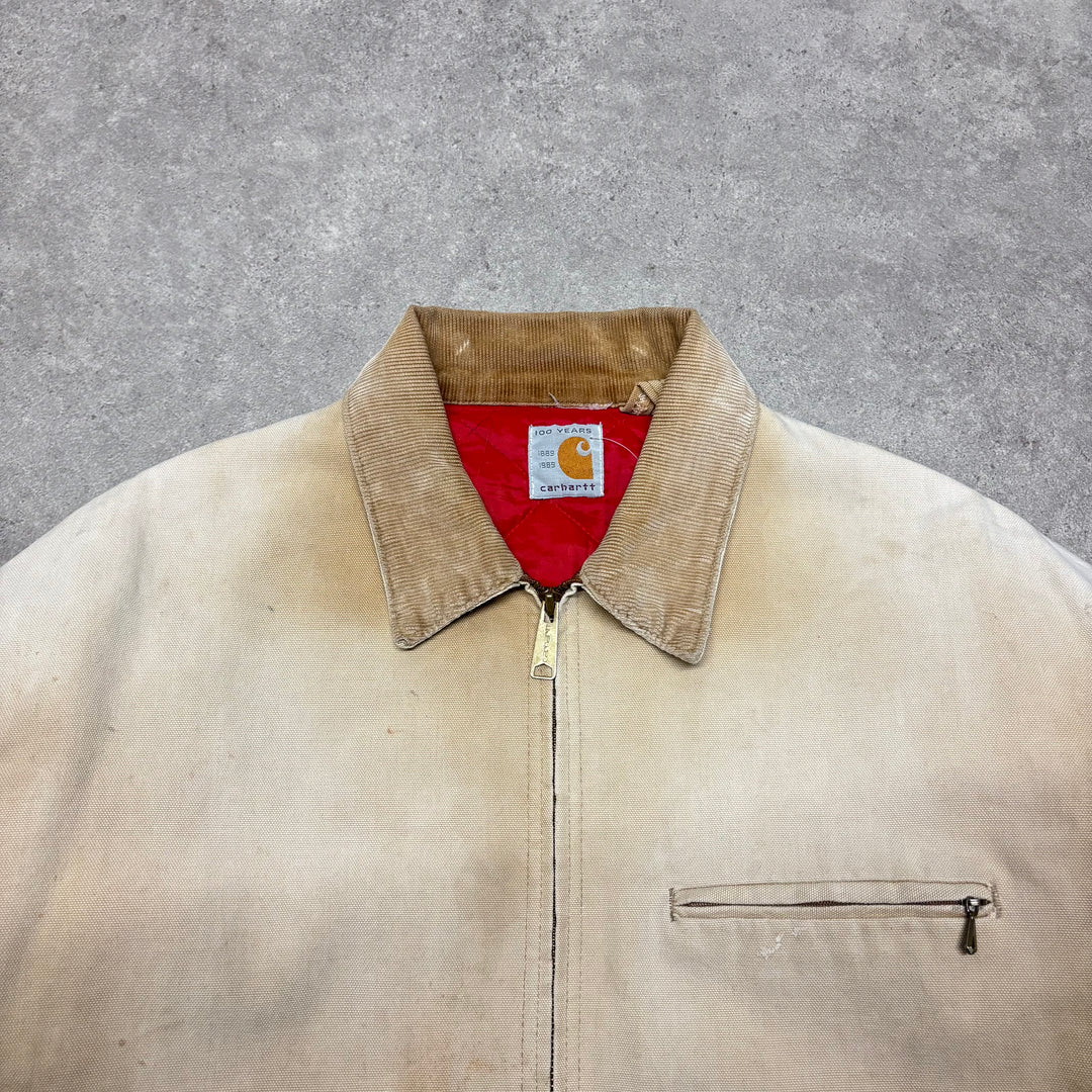 Vintage Carhartt 100 Years Anniversary Beige Detroit Jacket (L)