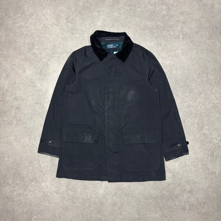 Vintage Polo Ralph Lauren Corduroy Collared Black Long Jacket (L)