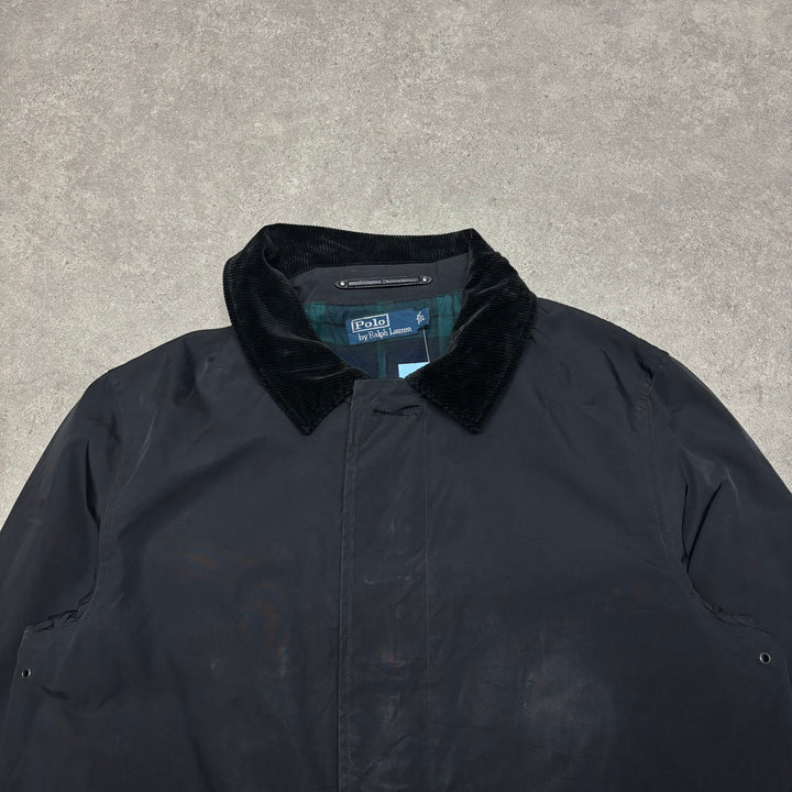 Vintage Polo Ralph Lauren Corduroy Collared Black Long Jacket (L)
