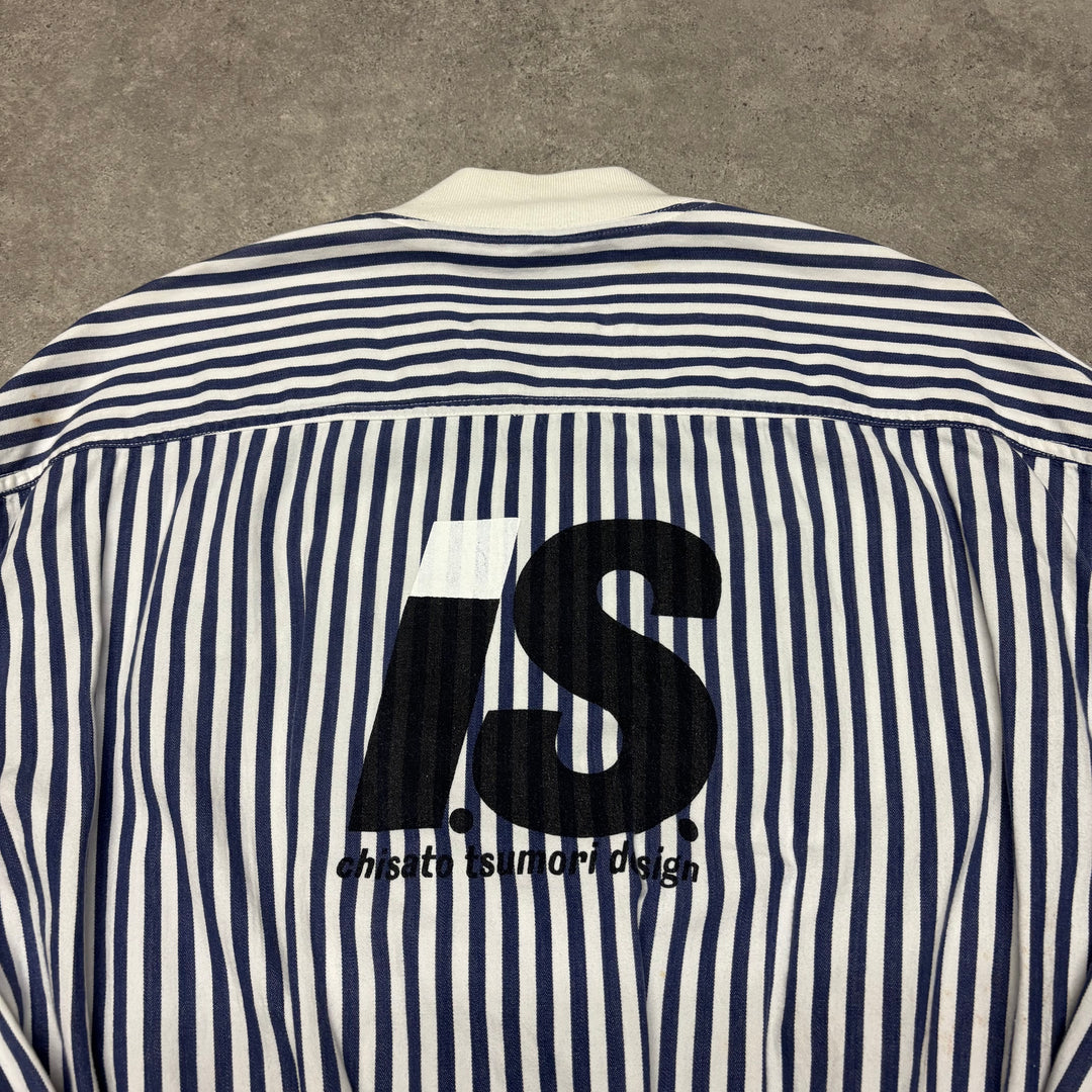 Issey Miyake Sport Striped Blue & White Bomber Jacket (M)