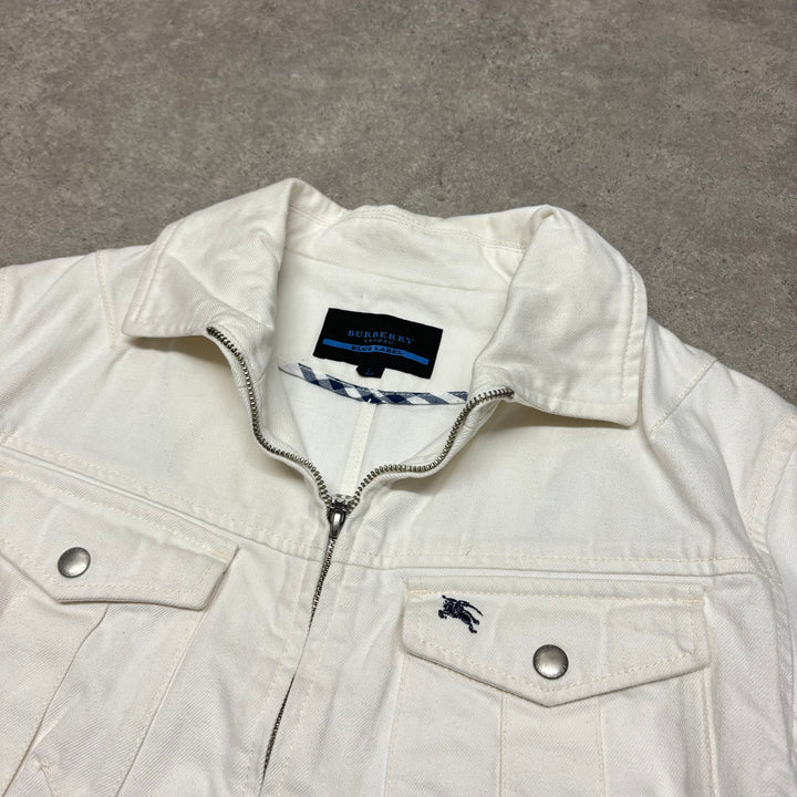 Vintage Burberry Blue Label White Denim Jacket (Women's L)