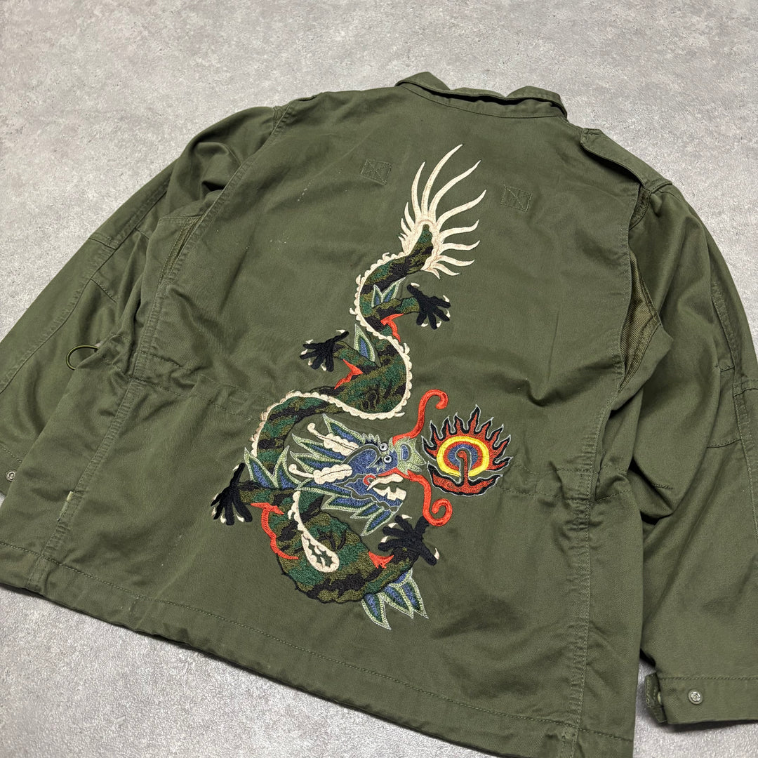 Vintage Maharishi Khaki Green Embroidered Jacket (Women's S)