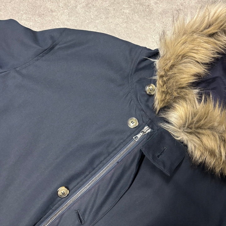 A.P.C Rus Mademme Hooded Navy Parka Jacket (M)