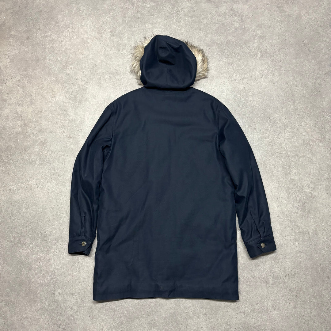 A.P.C Rus Mademme Hooded Navy Parka Jacket (M)