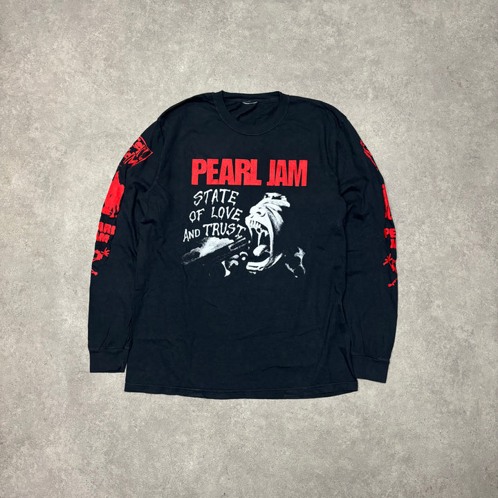 Vintage Pearl Jam Long Sleeve Black Graphic T-Shirt (L)