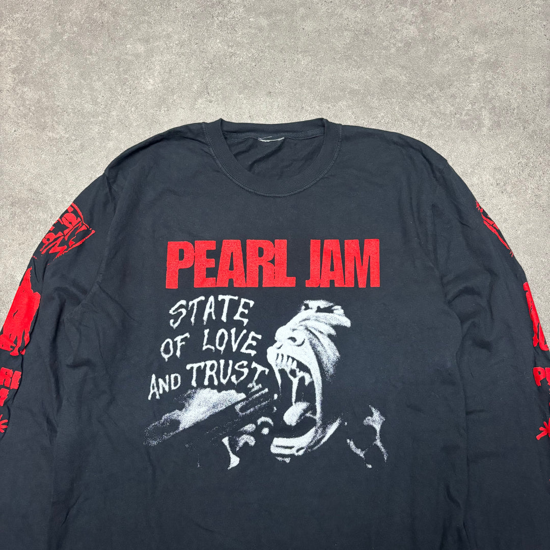 Vintage Pearl Jam Long Sleeve Black Graphic T-Shirt (L)