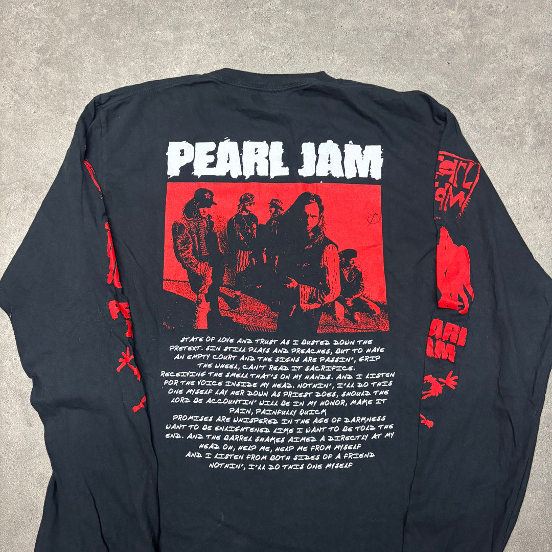 Vintage Pearl Jam Long Sleeve Black Graphic T-Shirt (L)