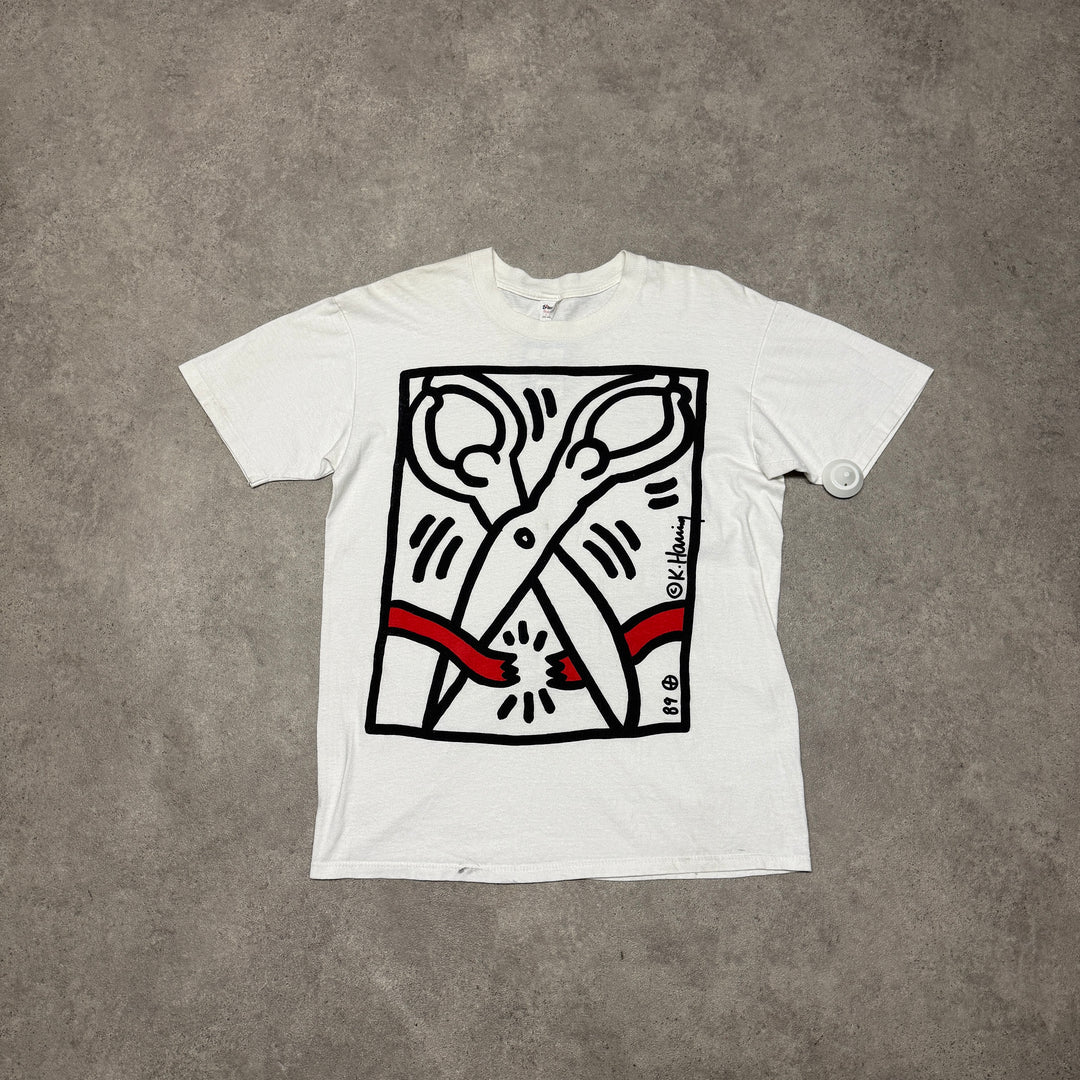 1989 Vintage Rare Keith Haring  Stop Aids Graphic T-Shirt (L)