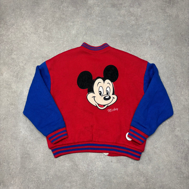 Vintage Mickey Mouse Walt Disney Fleece Lined Knitted Varsity Jacket (L)