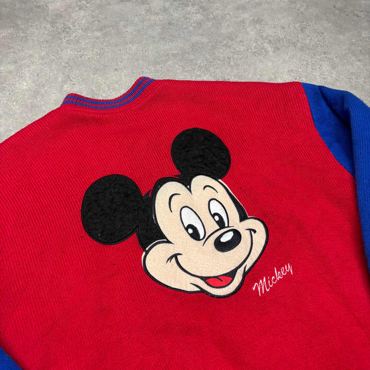 Vintage Mickey Mouse Walt Disney Fleece Lined Knitted Varsity Jacket (L)