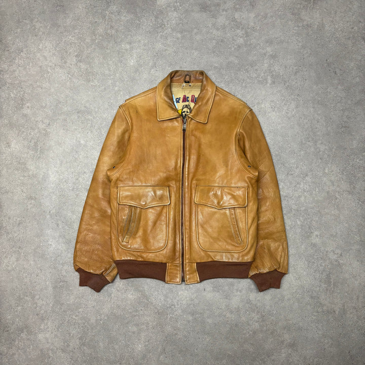 Vintage Camel Tan Leather Flight Jacket