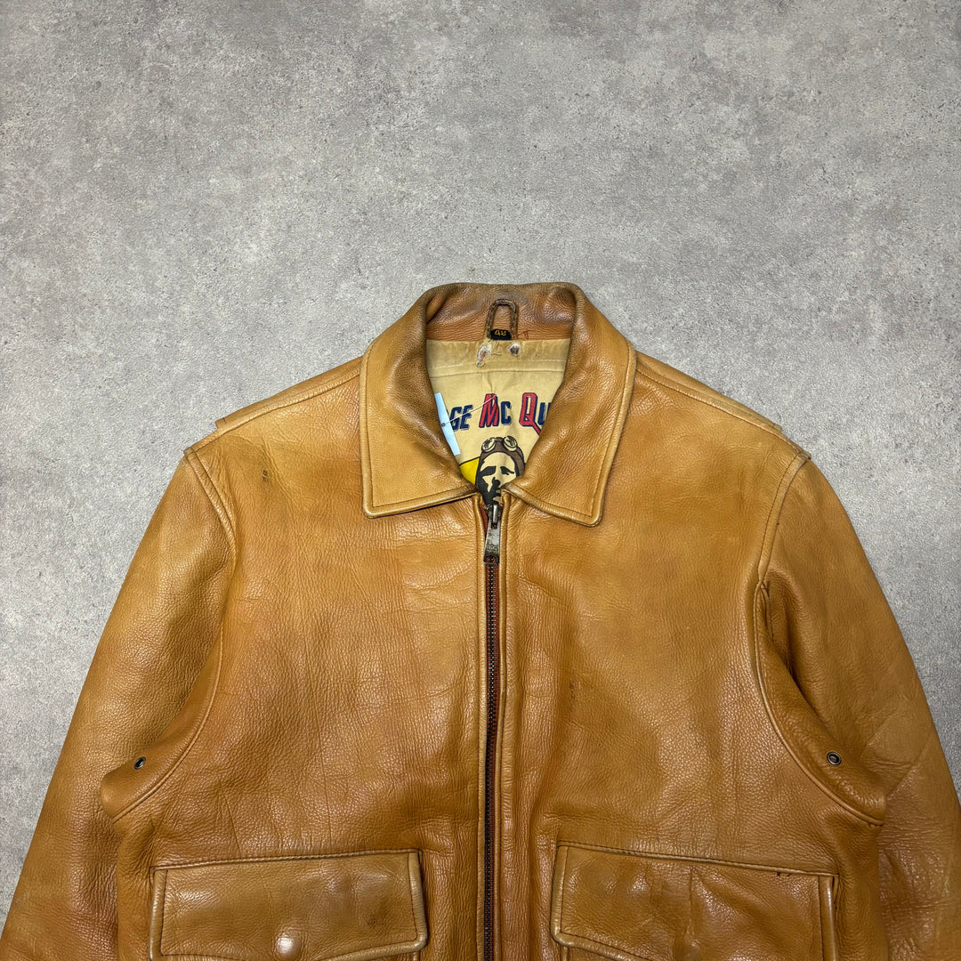 Vintage Camel Tan Leather Flight Jacket