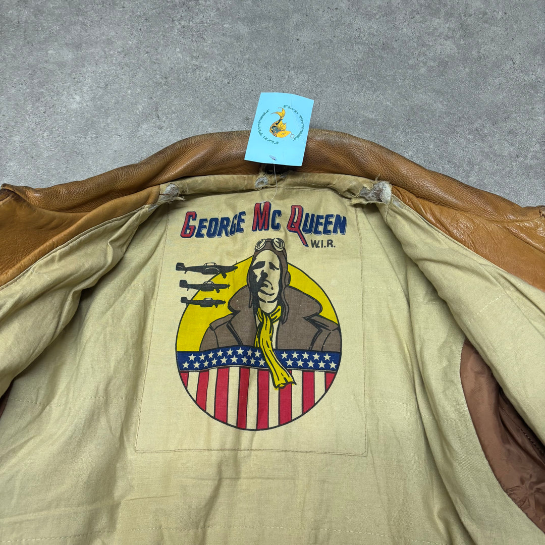 Vintage Camel Tan Leather Flight Jacket