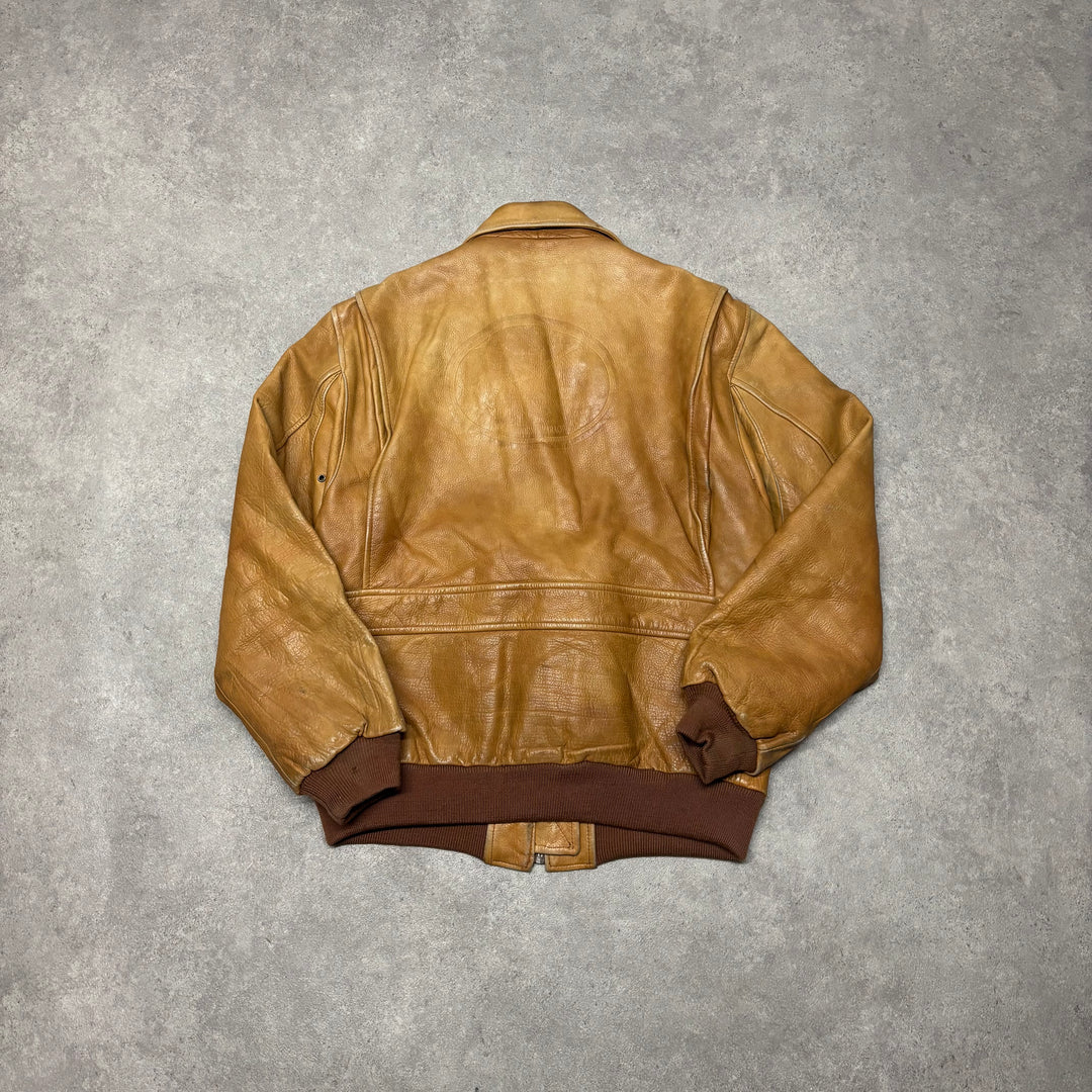 Vintage Camel Tan Leather Flight Jacket