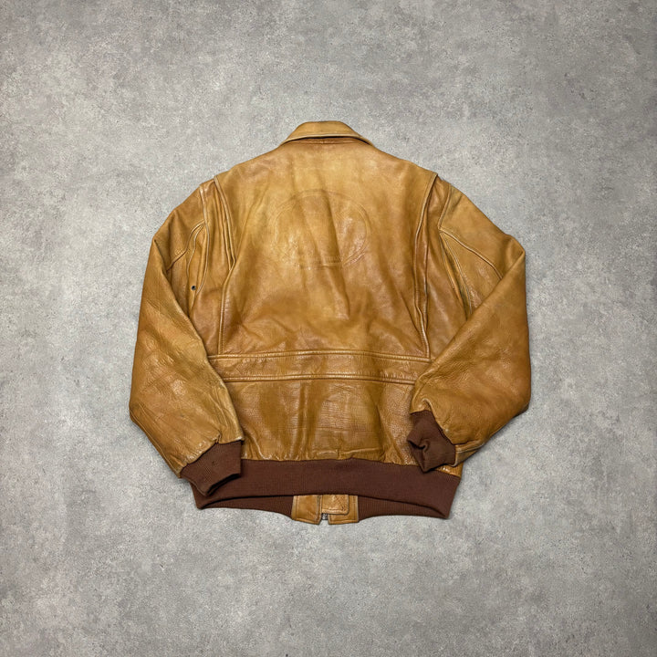 Vintage Camel Tan Leather Flight Jacket