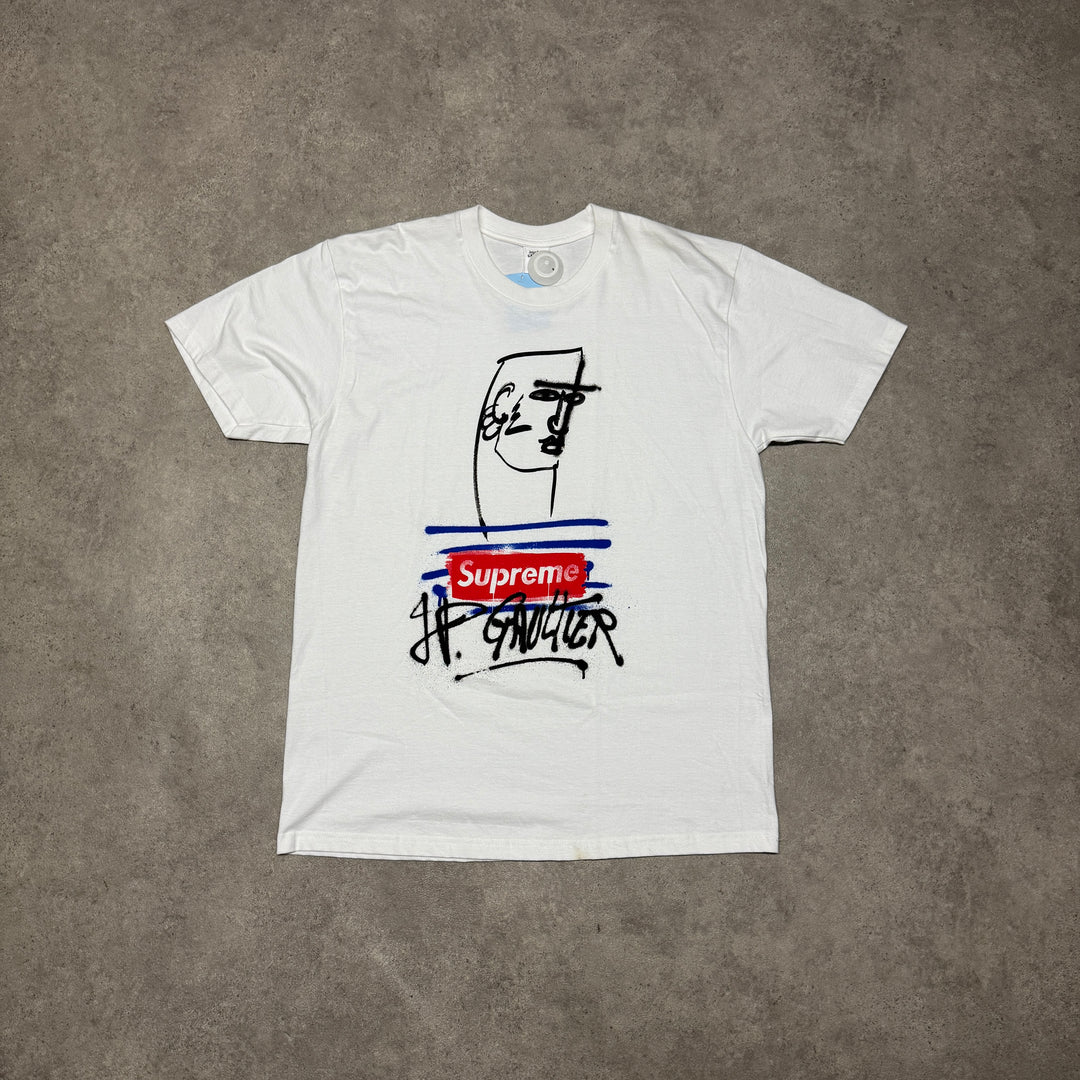 Supreme x JPG White Graphic T-Shirt (L)