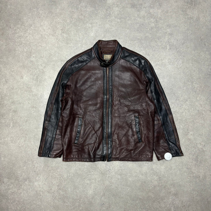 Vintage Brown Leather Full Zip Jacket (L)