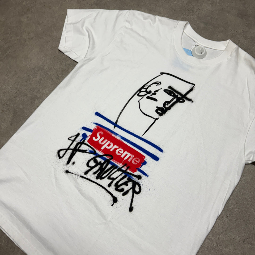 Supreme x JPG White Graphic T-Shirt (L)