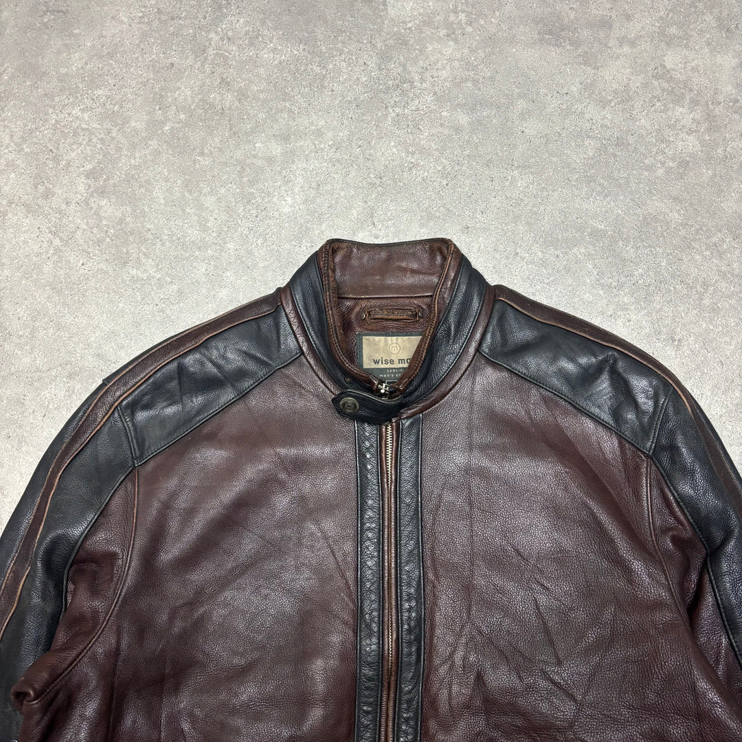 Vintage Brown Leather Full Zip Jacket (L)