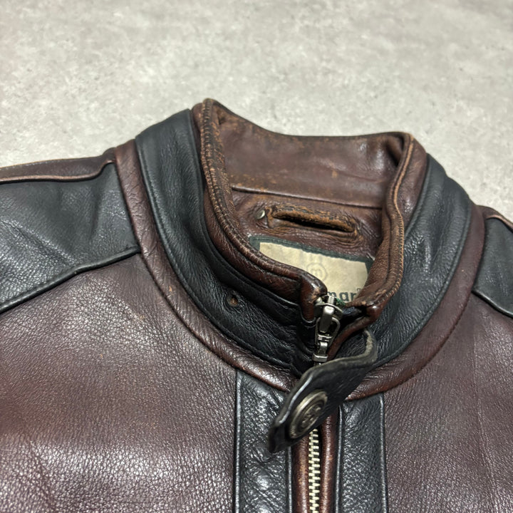 Vintage Brown Leather Full Zip Jacket (L)