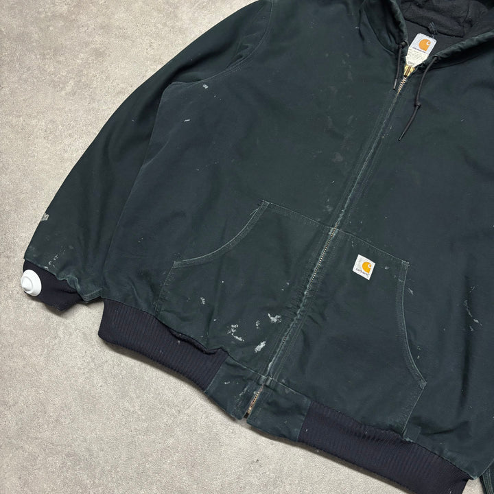 Vintage Carhartt Black Hooded Active Jacket (XXL)