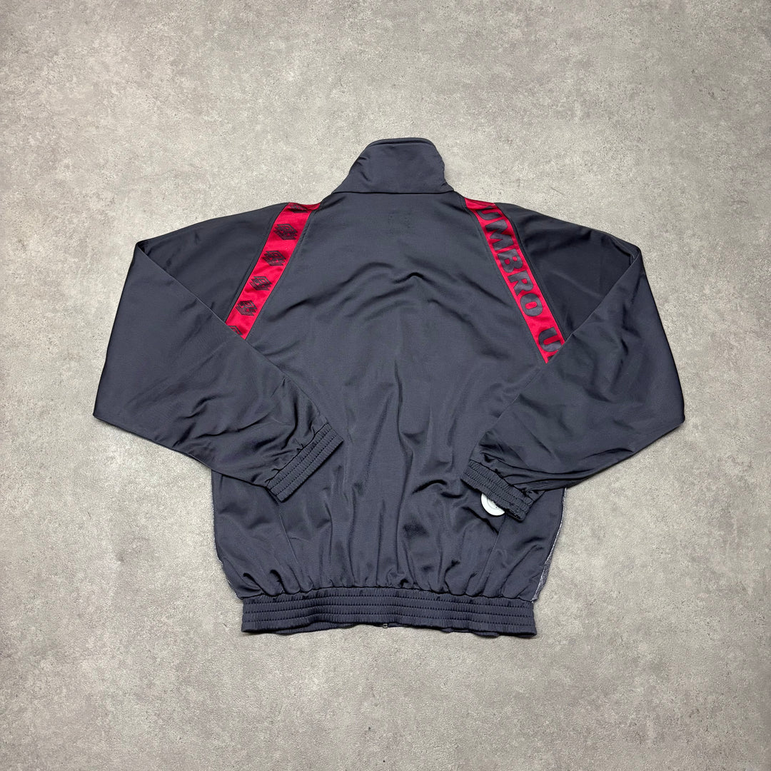 Vintage Umbro Grey & Red Football Tracksuit Jacket (L)