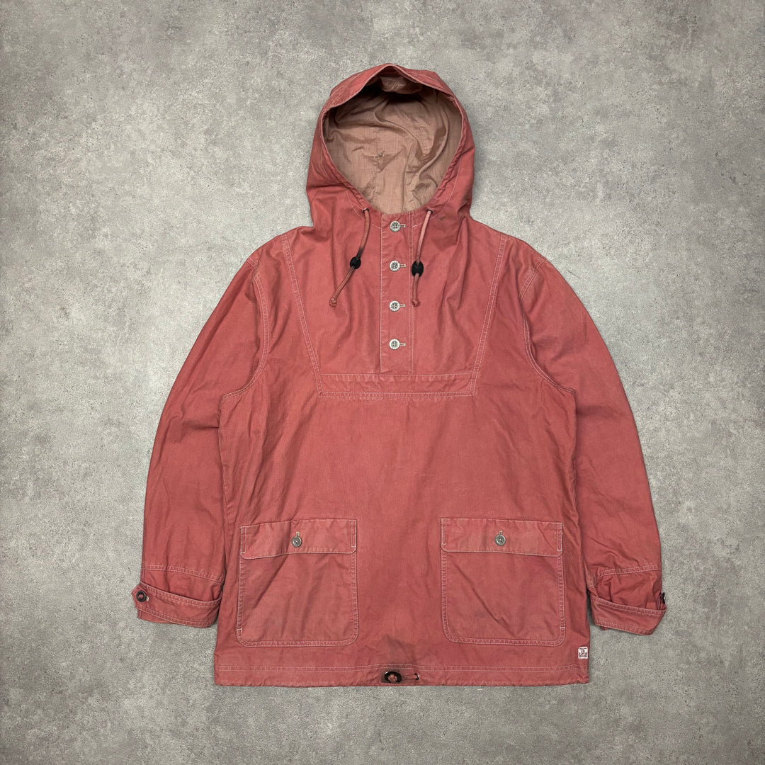 Vintage Walsley Washed Red Hooded Smock Jacket (XL)