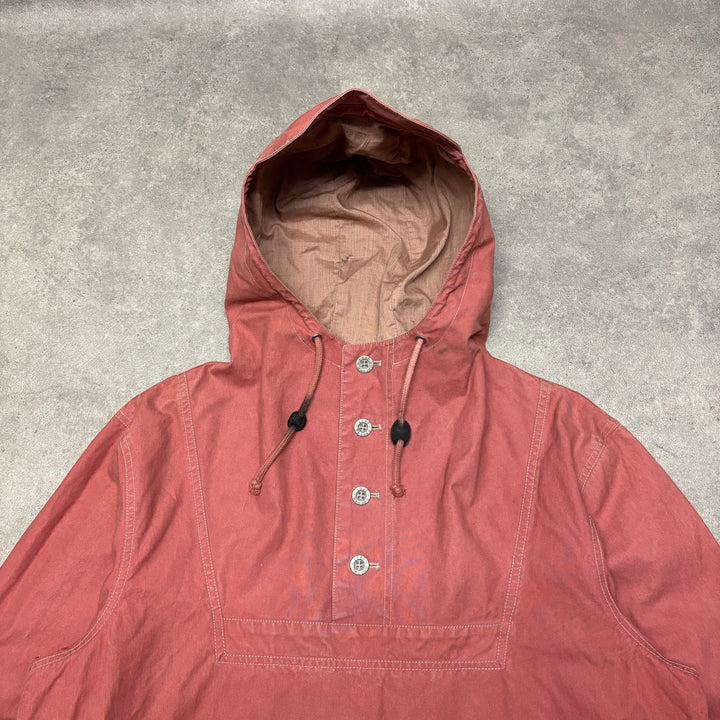 Vintage Walsley Washed Red Hooded Smock Jacket (XL)