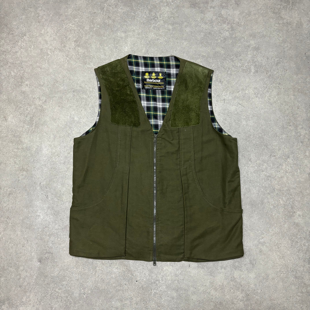 Vintage Barbour Green Zip Up Vest (XL)