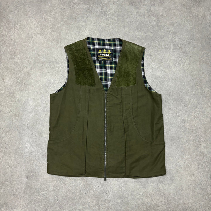 Vintage Barbour Green Zip Up Vest (XL)