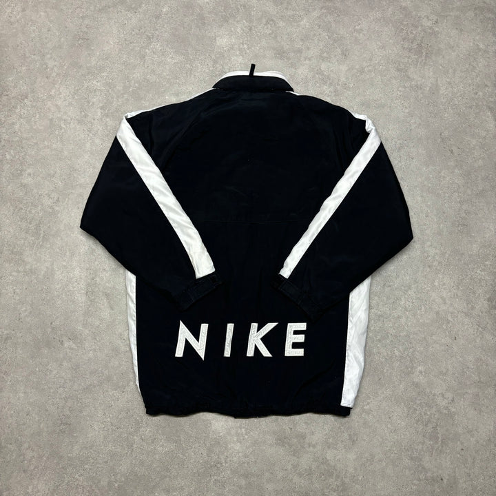 90's Vintage Nike Black & White Spell Out Padded Jacket (M)