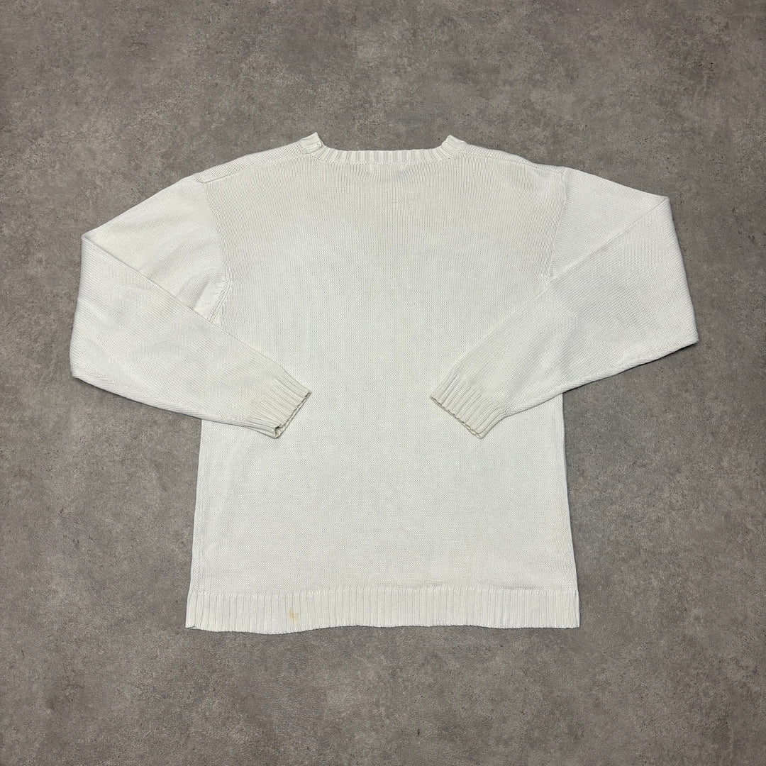 Vintage Yves Saint Laurent White Heavy Knitted Sweater (L)