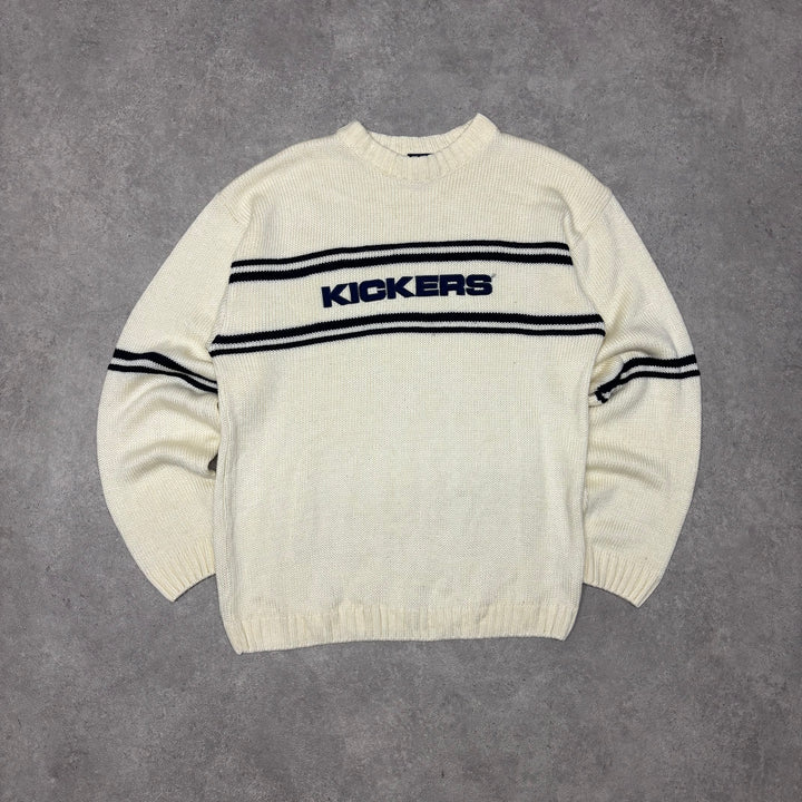 Vintage Kickers Spell Out Cream Knitted Jumper (M)