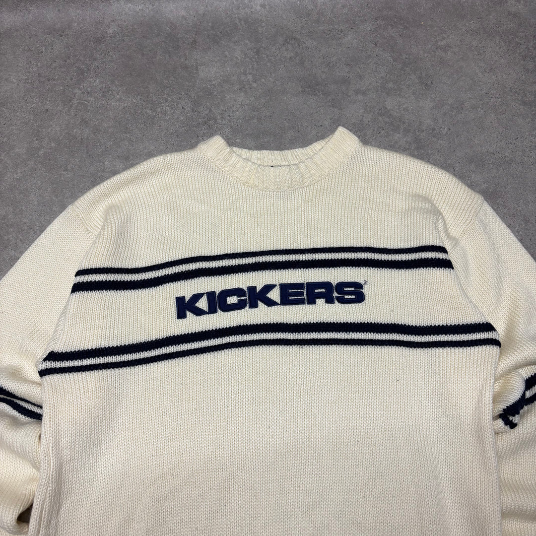 Vintage Kickers Spell Out Cream Knitted Jumper (M)