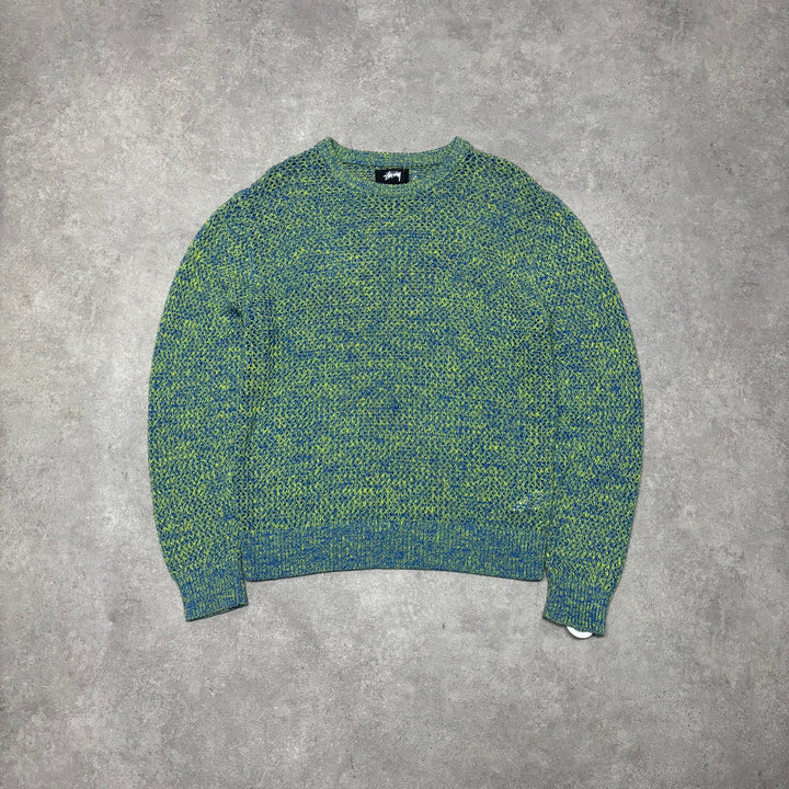 Stussy Green Speckled Heavy Knitted Jumper (L)