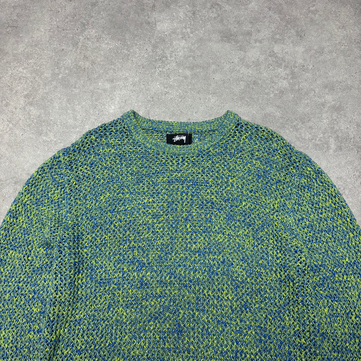 Stussy Green Speckled Heavy Knitted Jumper (L)